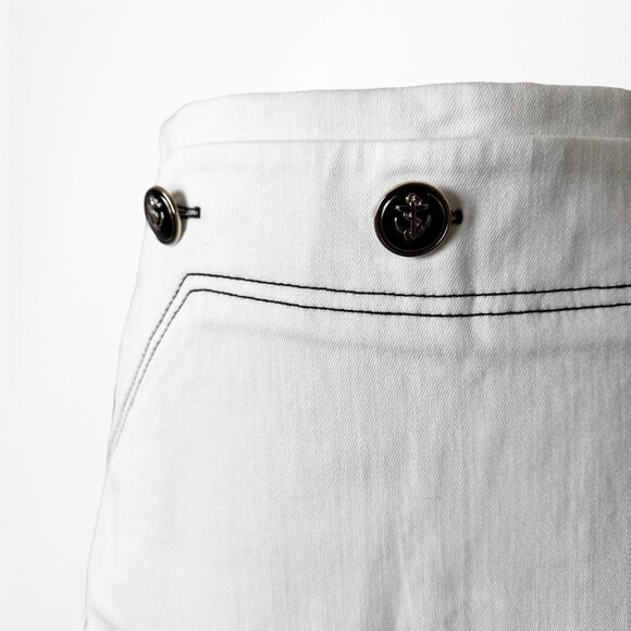 Zara White Denim High Waisted Button Front Bodycon Mini Skirt Size XS/S - Picture 6 of 6